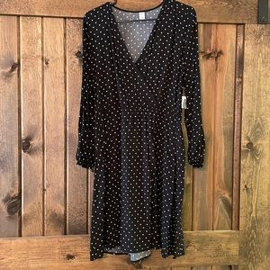 NWT Old Navy polka dot long sleeve faux wrap dress
